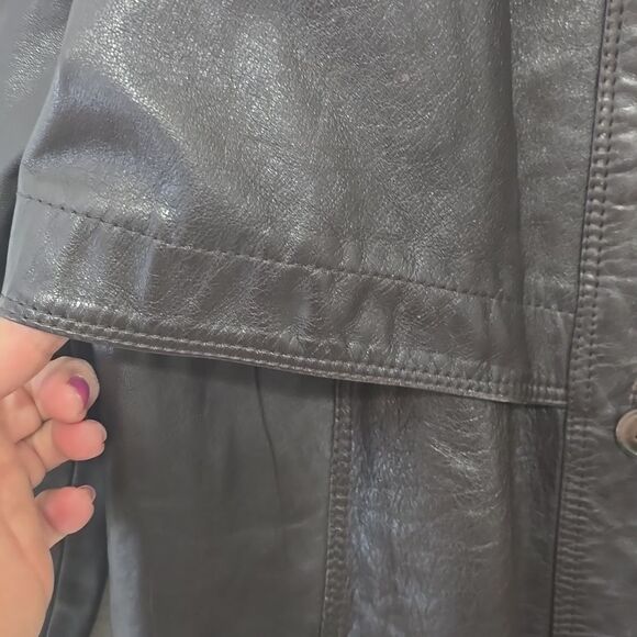Vintage CR Mates by Domino Leather Trench Coat size 13/14 - Picture 4 of 14